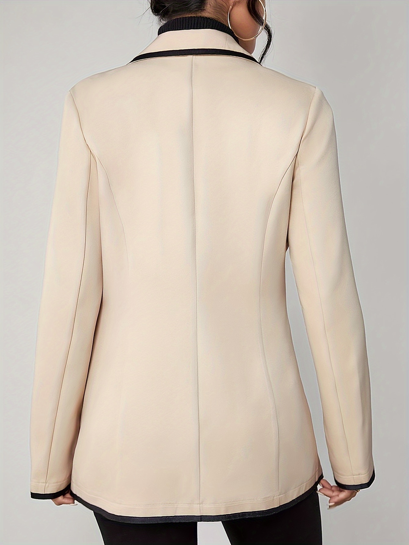 plus size colorblock trim elegant lapel long sleeve for spring womens plus size clothing details 4